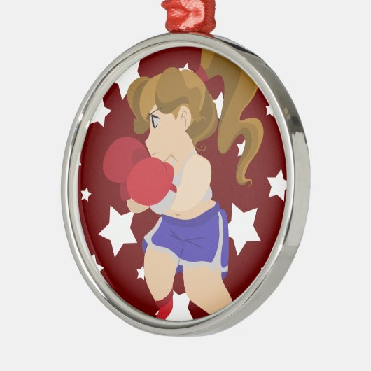 Cute Boxer Girl Metalen Ornament (Links)