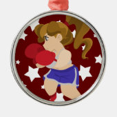 Cute Boxer Girl Metalen Ornament (Voorkant)