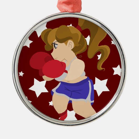 Cute Boxer Girl Metalen Ornament (Voorkant)