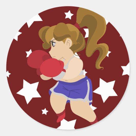 Cute Boxer Girl Ronde Sticker (Voorkant)