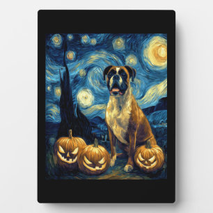 Cute Boxer Halloween Jack O Lantern Pompoen Gezich Fotoplaat