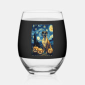 Cute Boxer Halloween Jack O Lantern Pumpkin Face S Wijnglas Zonder Voet (Voorkant)