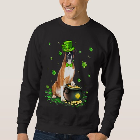 Cute Boxer Hondenliefhebber St Patricks Day Shamro Trui (Voorkant)