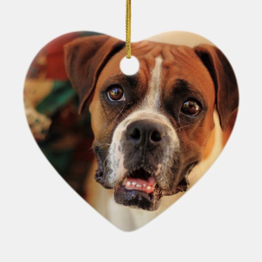 Cute Boxer Keramisch Ornament (Achterkant)
