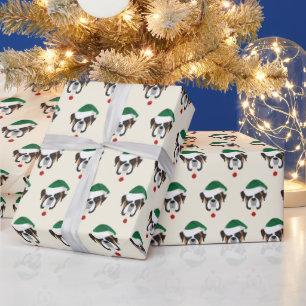 Cute Boxer met Kerstmis met kerstmis van Santa Hat Cadeaupapier