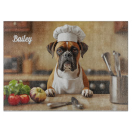Cute Boxer Personalized Glass Snijplank