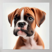Cute Boxer Puppy Dog Portret Poster (Voorkant)