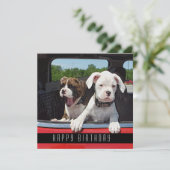 Cute Boxer Puppy Happy Birthday Hogs Aankondiging (Staand voorkant)