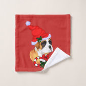 Cute Boxer Puppy Kerstmis Bad Handdoek (Wasdoekje)