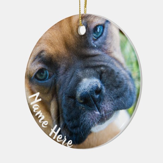 Cute Boxer Puppy Kerstversier Keramisch Ornament (Links)