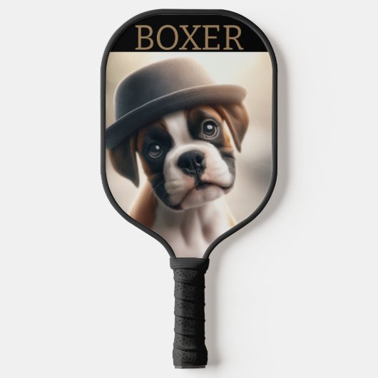 Cute Boxer Puppy – Stylish Dog Art Pickleball Paddle (Voorkant)