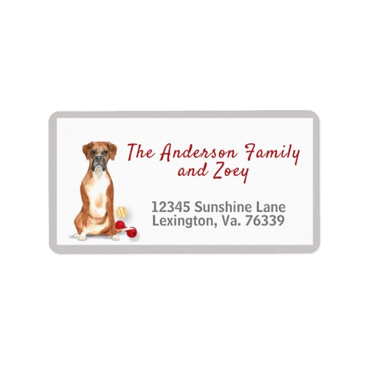 Cute Boxer Toys Home Return-adres Etiket (Voorkant)