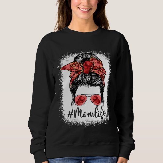 Cute Boxing Mom Life Messy Bun Game Day Mother s D Trui (Voorkant)