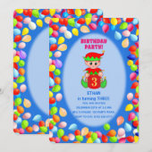 Cute Boy 3e Verjaardag Ballonnen Kaart (Voorkant / Achterkant)