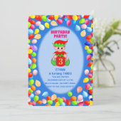 Cute Boy 3e Verjaardag Ballonnen Kaart (Staand voorkant)