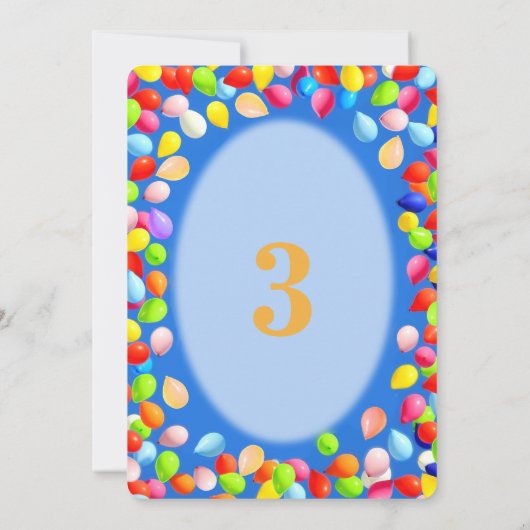 Cute Boy 3e Verjaardag Ballonnen Kaart (Achterkant)