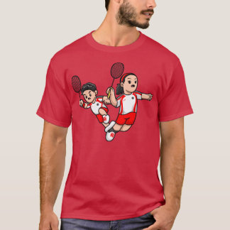 Cute Boy and Girl die Badminton Cartoon speelt T-shirt