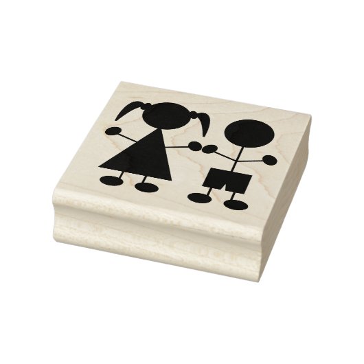 Cute Boy and Girl Stick Figures Rubberstempel (Stempel)