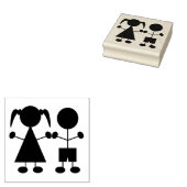 Cute Boy and Girl Stick Figures Rubberstempel (Gestempeld)