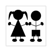 Cute Boy and Girl Stick Figures Rubberstempel (Afrduk)