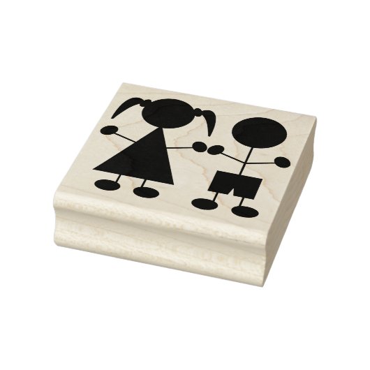 Cute Boy and Girl Stick Figures Rubberstempel (Stempel)