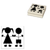 Cute Boy and Girl Stick Figures Rubberstempel (Gestempeld)