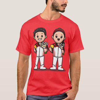 Cute Boy and Girl Winning Champion Cartoon T-shirt