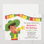Cute Boy and Trumpet Mexican Fiesta Birthday Party Kaart (Voorkant / Achterkant)