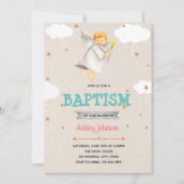 Cute boy angel baptisme-uitnodiging kaart (Voorkant)
