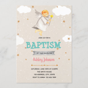 Cute boy angel baptisme-uitnodiging kaart