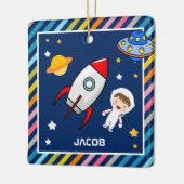Cute Boy Astronaut Buitenruimte Raketkamer Kinder  Keramisch Ornament (Links)