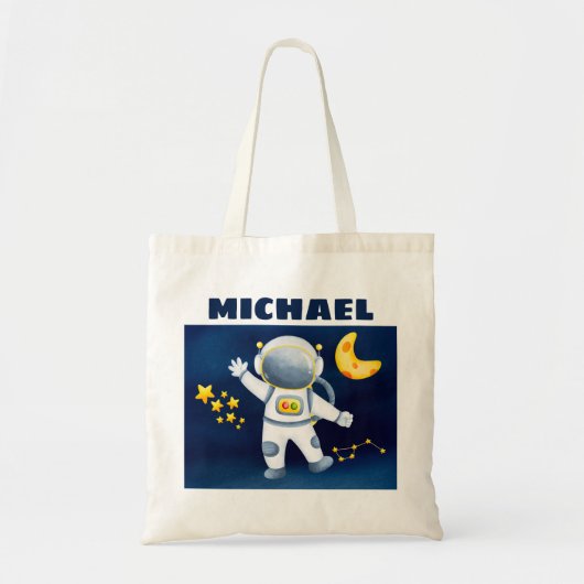 Cute Boy Astronaut in Space Canvas tas (Voorkant)