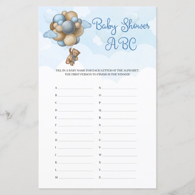 Cute Boy baby beer bruine ballons Baby shower ABC (Voorkant)