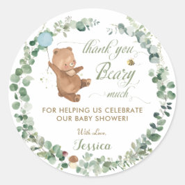 Cute Boy Baby Greenery Wreaty Bedankt voor je plez Ronde Sticker