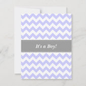 Cute Boy Baby shower, Blue and White Chevron Kaart (Achterkant)