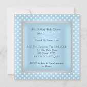 Cute Boy Baby shower Blue White Polka Dots Kaart (Achterkant)