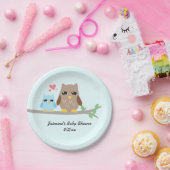 Cute Boy Baby shower Owl Papieren Bordje (Feest)