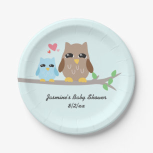 Cute Boy Baby shower Owl Papieren Bordje