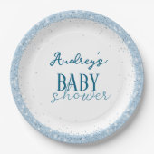 Cute Boy Baby shower Papieren Bordje (Voorkant)