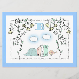 Cute Boy Baby shower Uitnodigingen Baby en Vogel