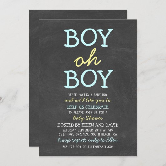Cute Boy Baby Shower-uitvindingen Kaart (Voorkant / Achterkant)