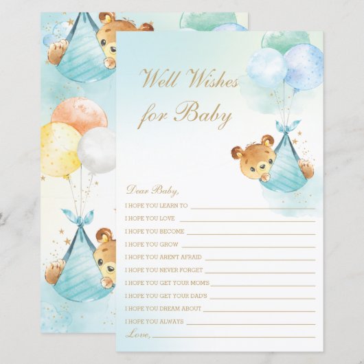 Cute Boy Beer Balloons Goed wenst Baby shower (Voorkant / Achterkant)