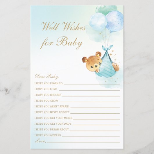 Cute Boy Beer Balloons Goed wenst Baby shower (Voorkant)