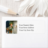 Cute Boy bezorgt  kerstkaarten Etiket (Insitu)