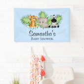 Cute Boy Blue Baby shower Safari Oerwoud Spandoek (Insitu)