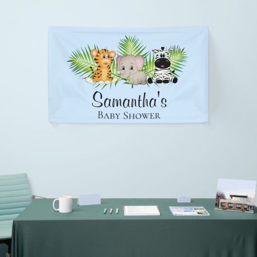 Cute Boy Blue Baby shower Safari Oerwoud Spandoek (Beurs)