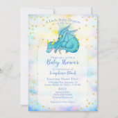 Cute Boy Blue Gold Dragon Baby shower Kaart (Voorkant)