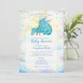 Cute Boy Blue Gold Dragon Baby shower Kaart (Staand voorkant)