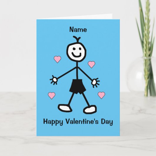 Cute Boy Blue Valentijns Card Kaart (Voorkant)