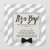Cute Boy Bow Stropdas Light Grey Stripes Baby show Kaart (Voorkant / Achterkant)